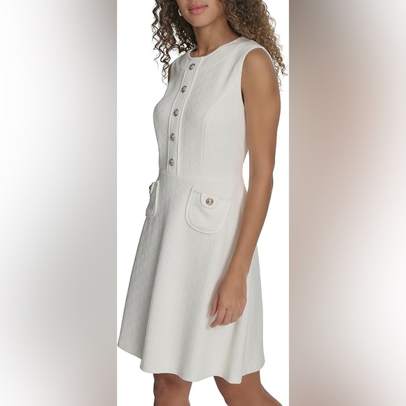 Tommy Hilfiger Dresses & Skirts - Tommy Hilfiger Ivory Textured Sleeveless Pocket Dress nwot career cocktail